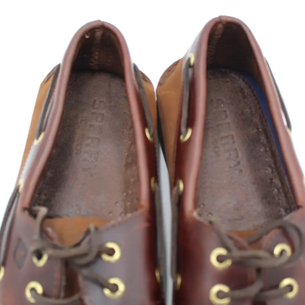 Sperry Top Sider Boat Shoes Mens Size 11 Brown Leather 2 Eye Classic Preppy